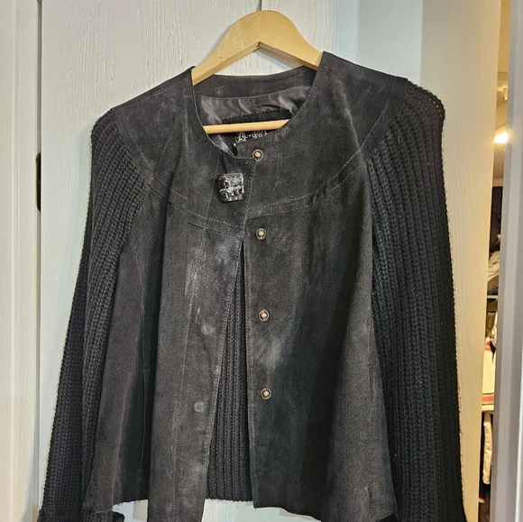 Women's Suede / Cotton blend Jacket. - Picture 1 of 4